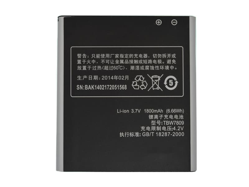 TBW7809 1800mAh/6.66WH 大容量バッテリー 交換 K-Touch T6 U8 E6 V9 E806 W806 ...